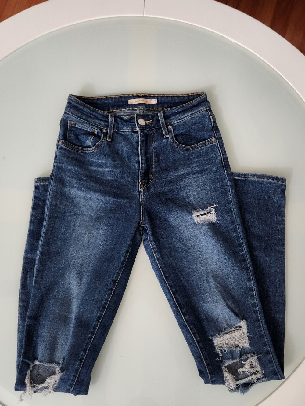 Levi's Women's Dark Blue Distressed Skinny Jeans
